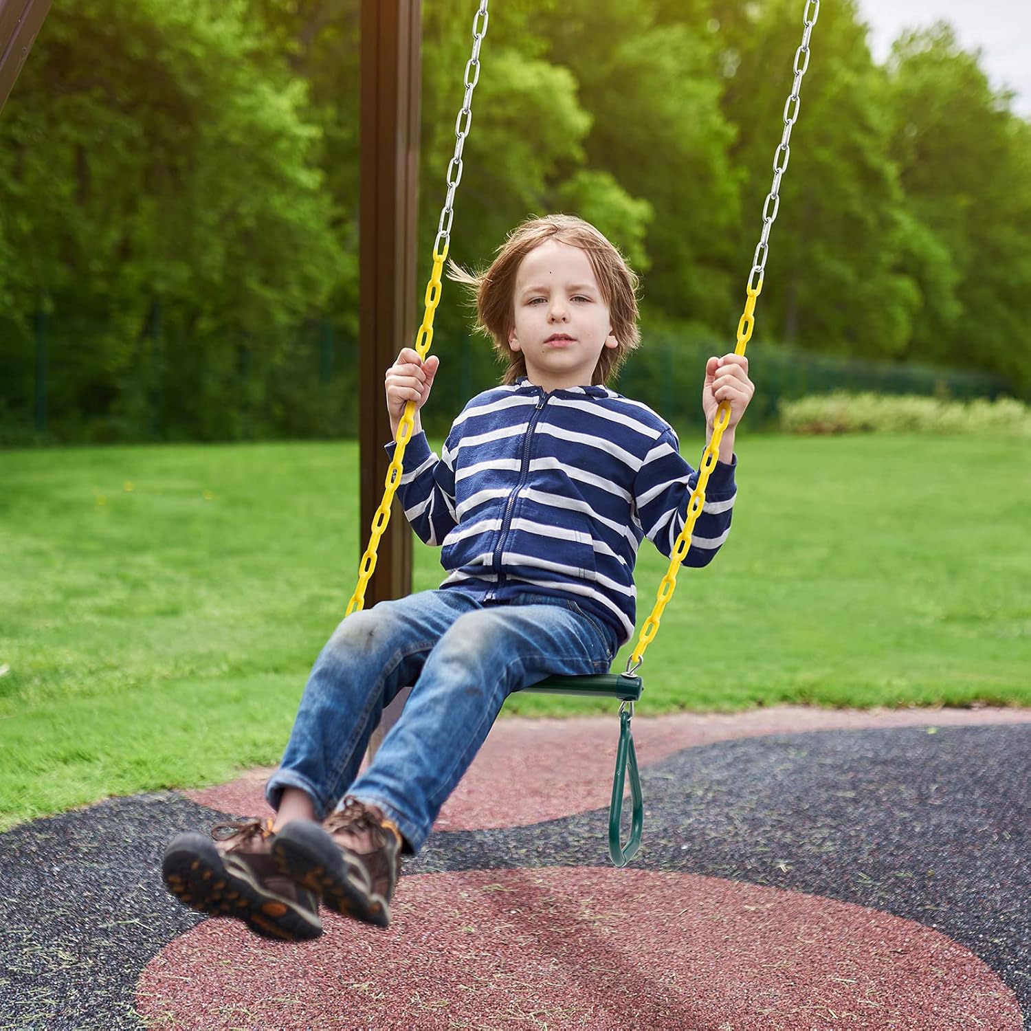 Newtion 18" Trapeze Swing Bar with Rings, Monkey Bars for Kids with 48" Coated Chains Swing Set Accessories, Swing Sets for Backyard, Indoor Jungle Gym Play Set and Outdoor Playground Equipment : Toys & Games