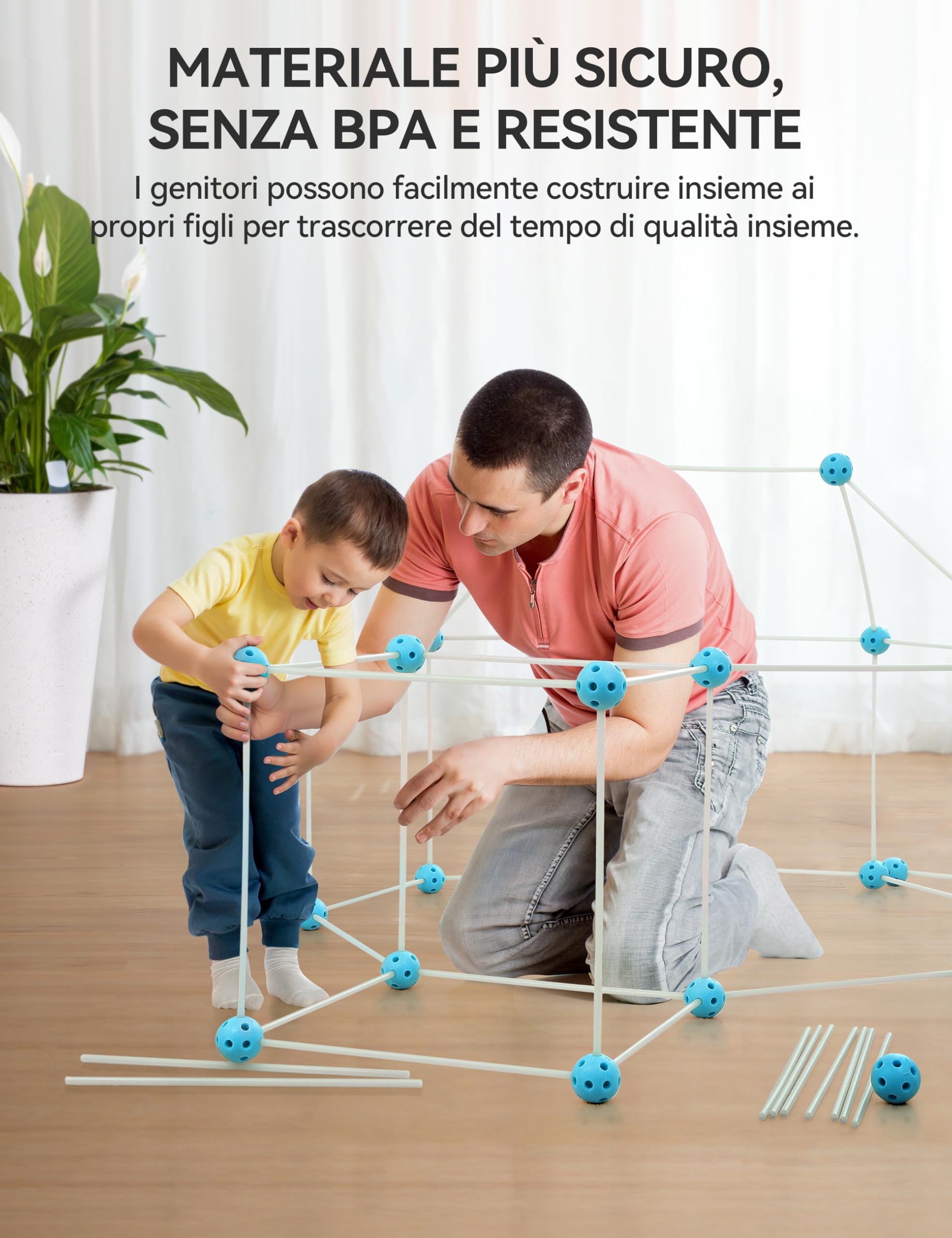 Besrey Kit Costruzione Fortezza 144 Pezzi, Fortino per Bambini con Gioco di Lancio, Brilla al Buio, Costruzioni del Forte Castello e Tunnel, Tenda Gioco Bambini 5+ Anni, Gioco Creativo, Regalo Bambino | STEM - Giocattolo da costruzione con gioco di lancio