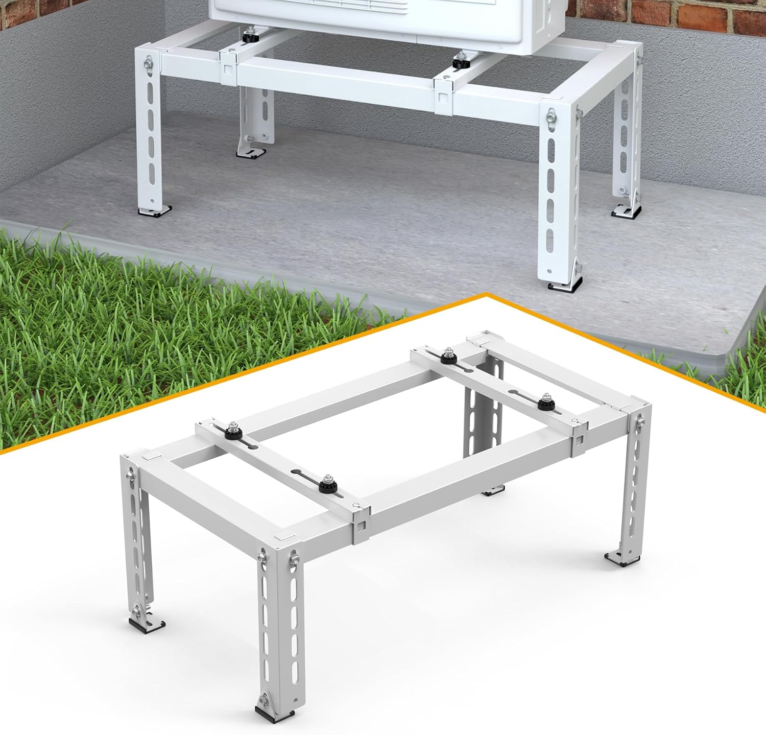 LBG Products Heavy Duty Ground Stand for Mini Split Air Conditioner Heat Pump Systems,Ductless Mini Split Bracket for 9,000-24,000 BTU,Universal Condenser Stand Base for Outdoor AC Units