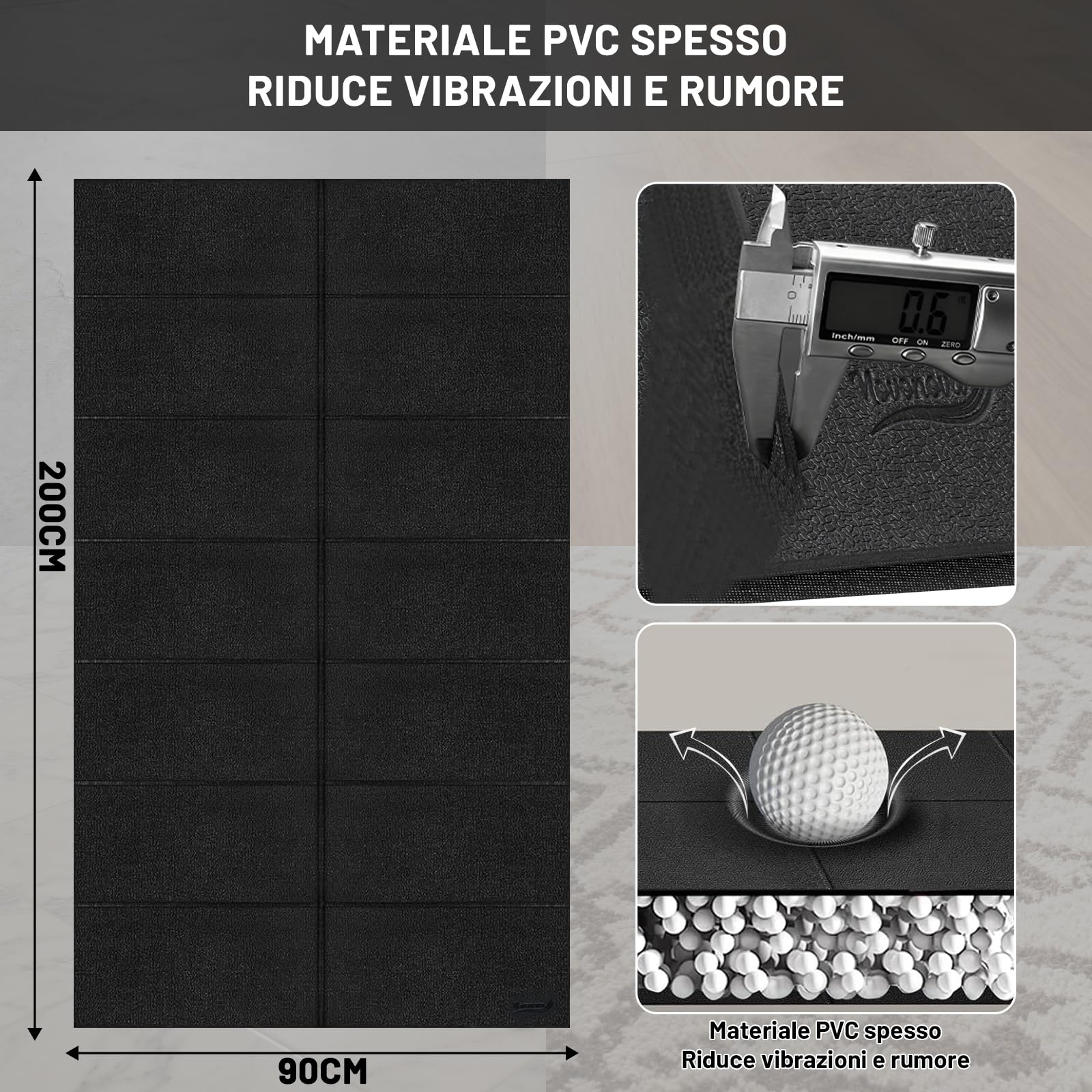 120x80cm/200x90cm Tappetino Pieghevole Antiscivolo, Tappetino di Esercizio Mat in PVC Spessore 6mm per Yoga Pilates Allenamento Fitness a Casa Palestra Domestica