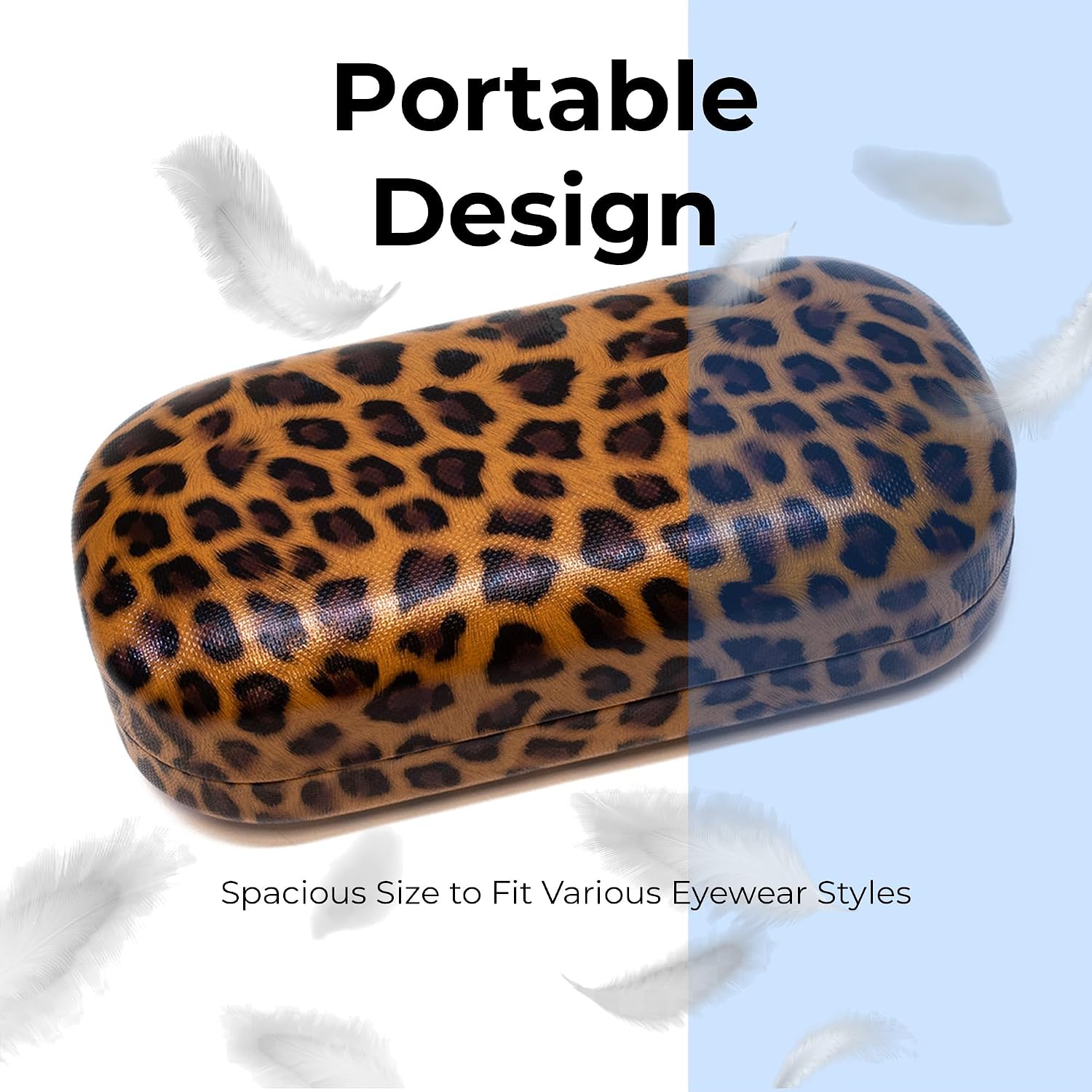 Protective Hard or semi hard Shell Glasses Case for Eyeglasses and Sunglasses w/Microfiber Cleaning Cloth - Choose Your size A (Medium size dark brown leopard 6.25"x3.25'x1.85")
