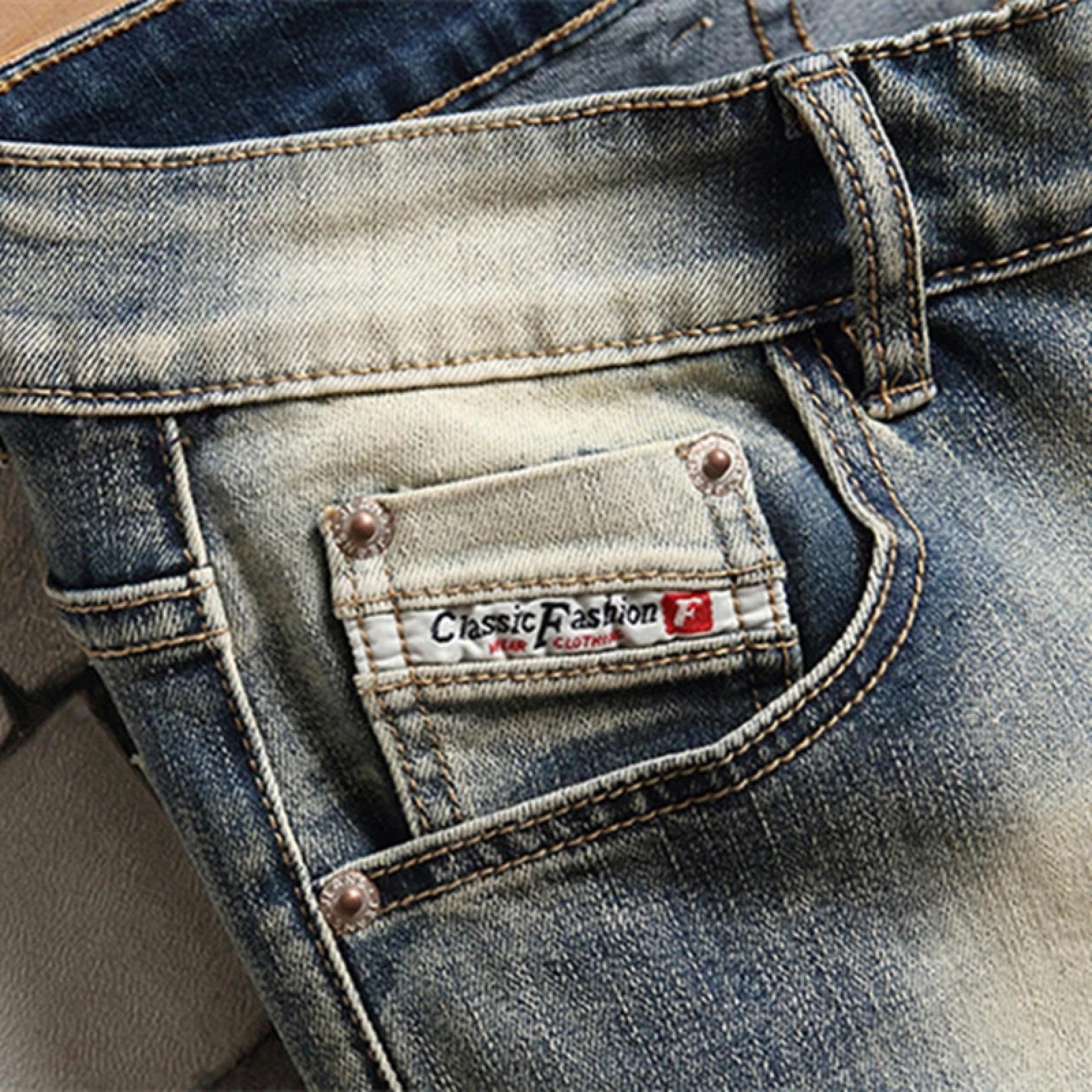 Shorts Kurze Hose Herren-Jeansshorts Retro-Nähte Elastische Mittlere Hosen Freizeithosen