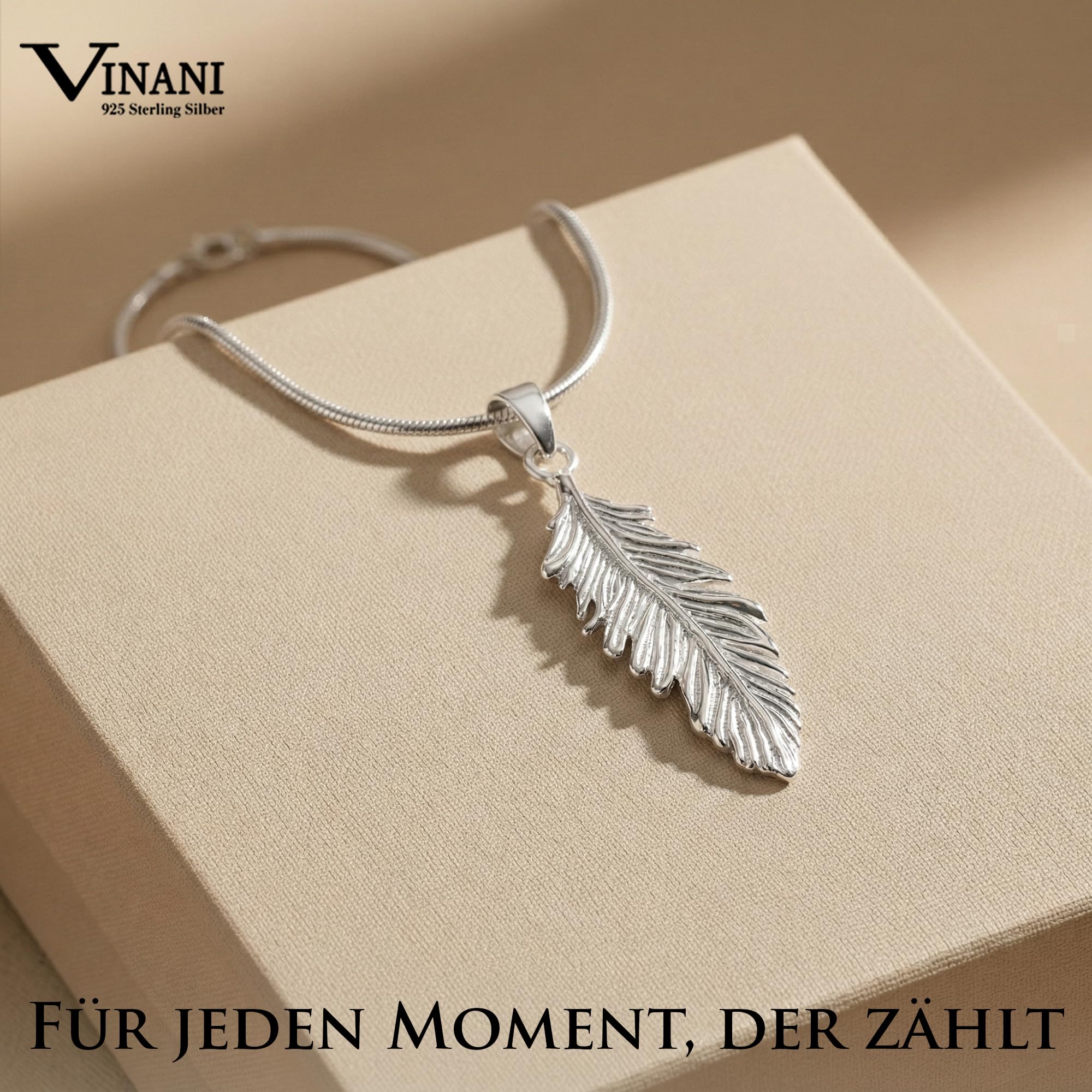 Vinani Anhänger Adler Feder Arizona mit Schlangenkette Sterling Silber 925 Kette Italien AFE-S