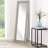 Abbyson Living SHANA Full Length Leaning Glam Luxury Floor Mirror with Stand and Crystal Rhinestone Accents Full Size Living Modern Entryway Hall Room Decor Bedroom