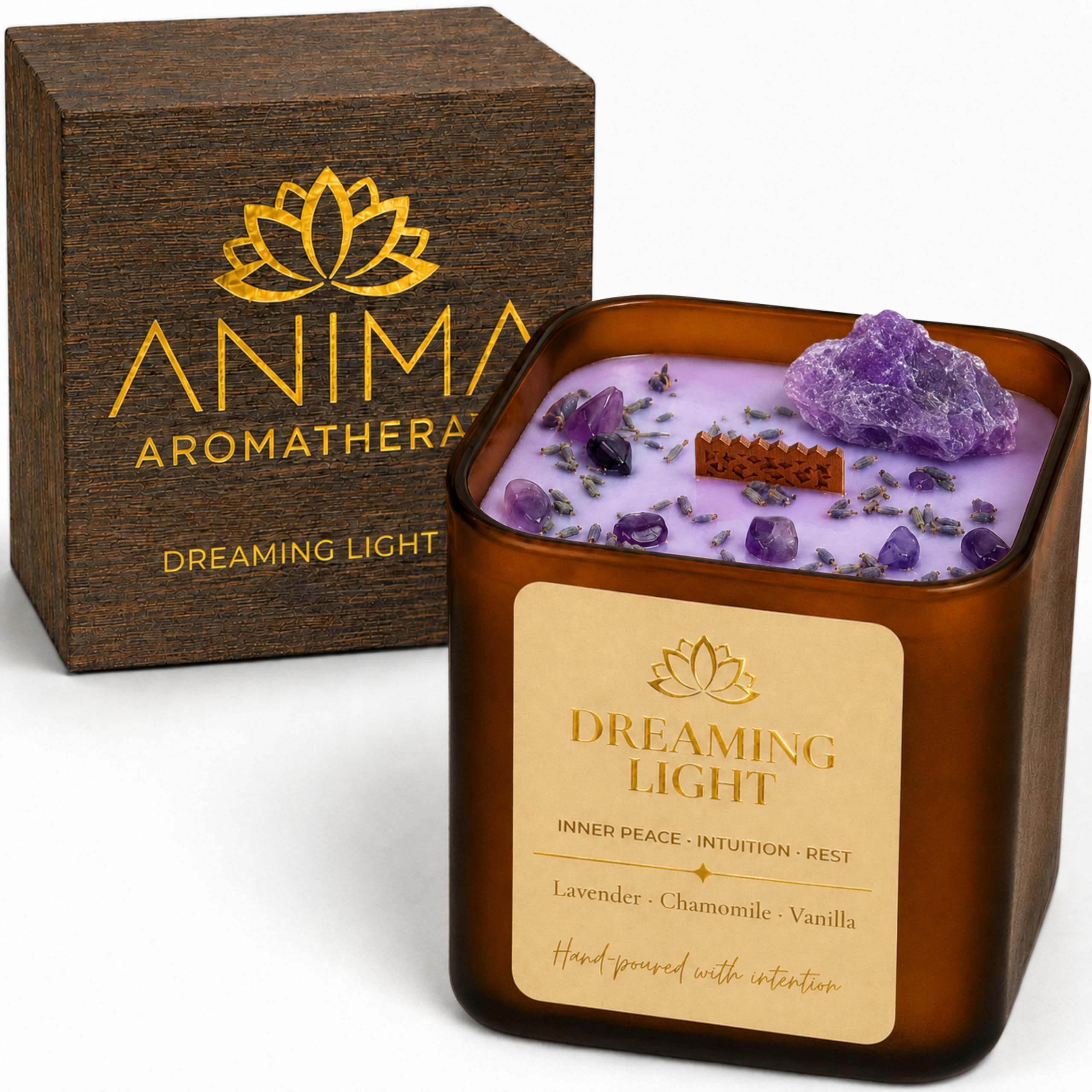Anima® Dreaming Light Crystal Candle for Peace, Intuition & Rest