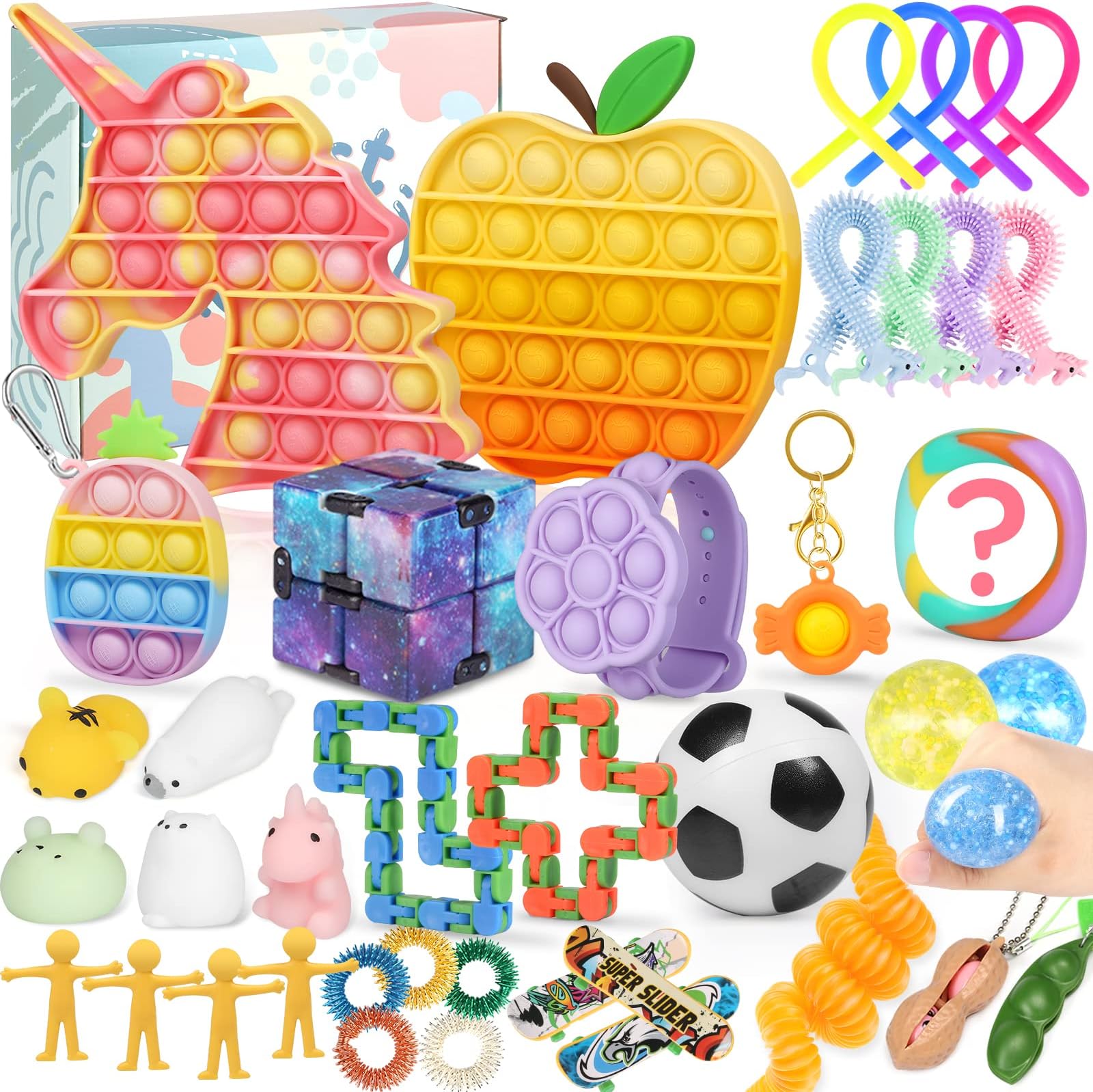 40 Pcs Fidget Toys Party Favors, ASONA Pop Sensory Toy for Girls Kids, Autistic ADHD Stress Relief, Bulk Fidget for Party Favors Classroom Reward Pinata Goodie Bag Fillers