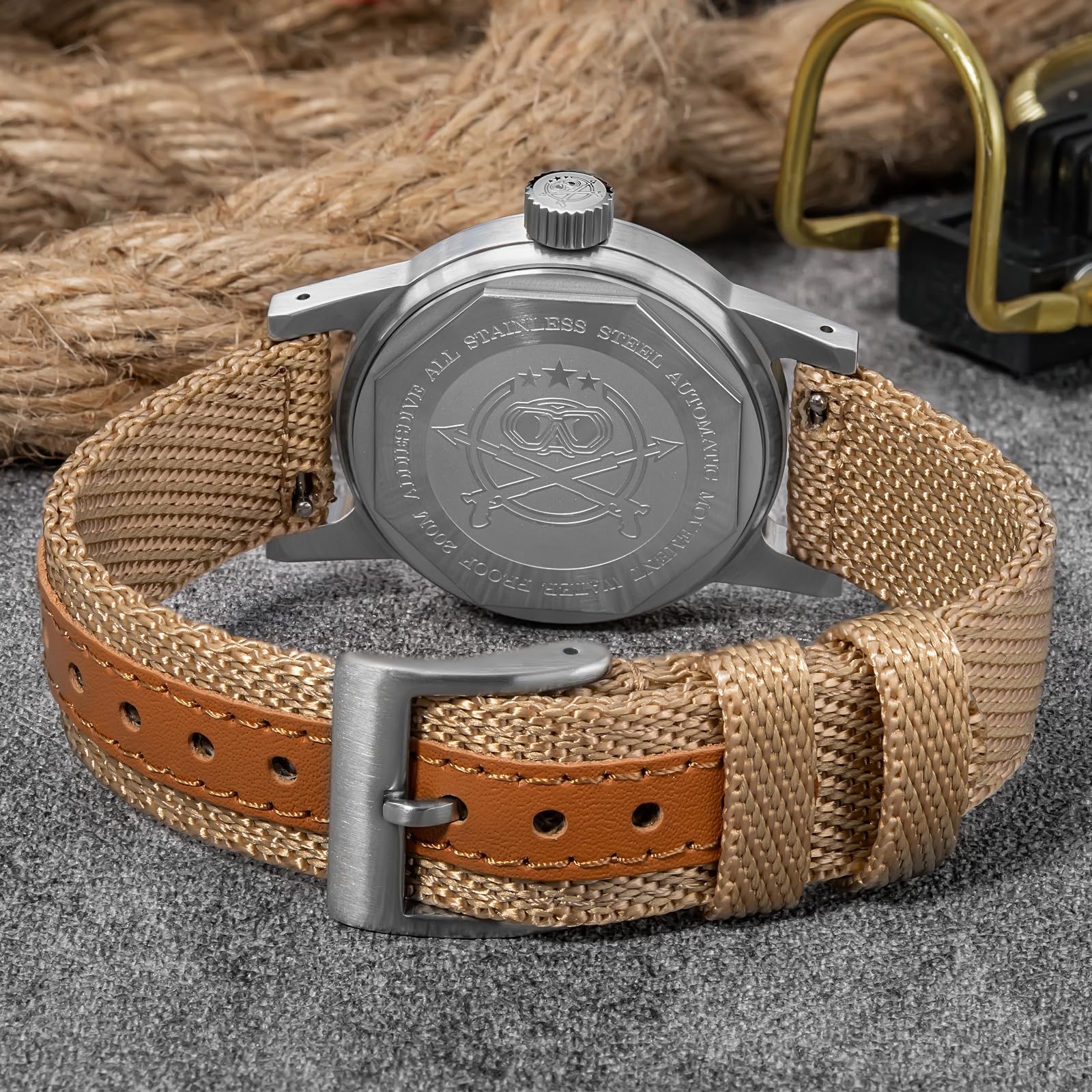 ADDIESDIVE 36 MM Vintage Orologi Militari Uomo Automatico 200 M Resistente all'Acqua NH35 Acciaio Sportivo Orologio da polso Cinturino in Nylon