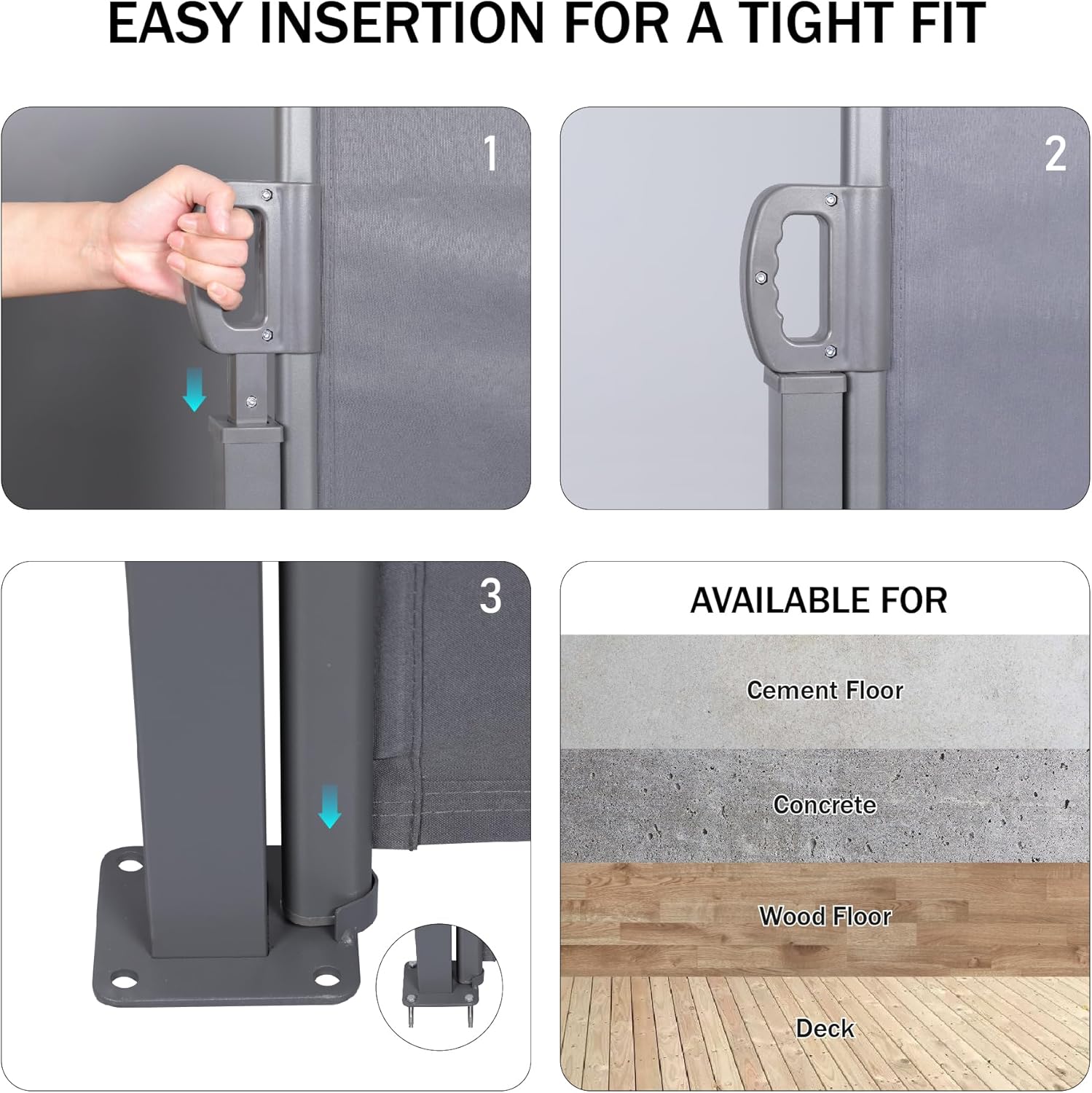 138" x 71" Retractable Side Awning, Outdoor Retractable Privacy Screen, Waterproof & UV-Resistant Retractable Fence Shade for Patio, Deck (Gray)