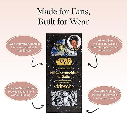 Miniatura 226 de Kitsch Coleteros de satén para mujer, ligas para el cabello sin arrugas para niñas, coleteros para todo tipo de cabello y texturas, perfectos