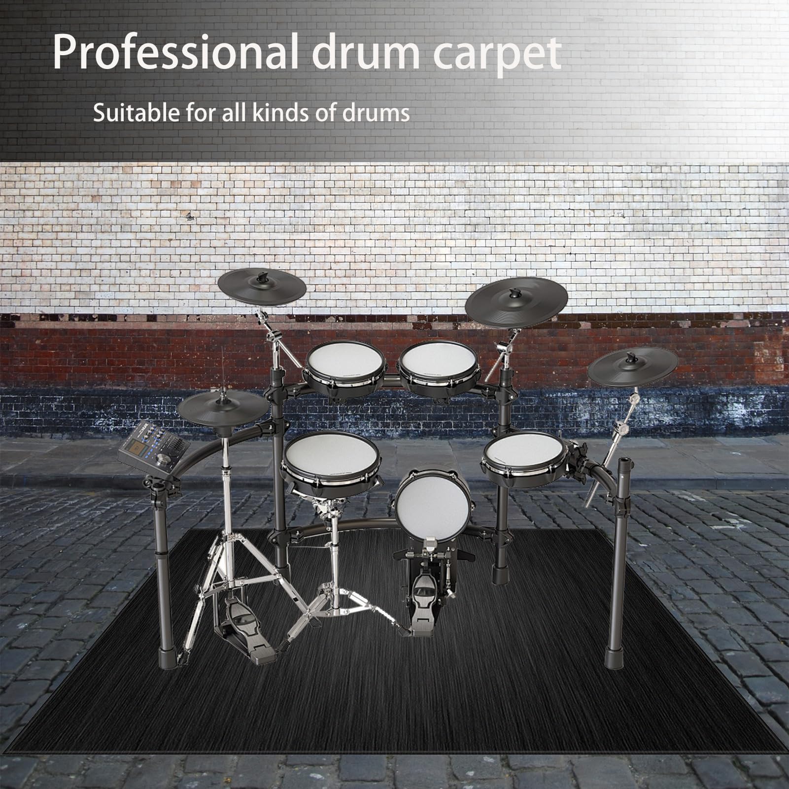 Tappeto Batteria Insonorizzato, Tappeti Antiscivolo Domestico, Tappetino per Batteria Elettronica, Drum Carpet per Rullante Grancassa Tamburo Jazz Batteria, Tappetini Strumenti Musicali 160 x 140 cm