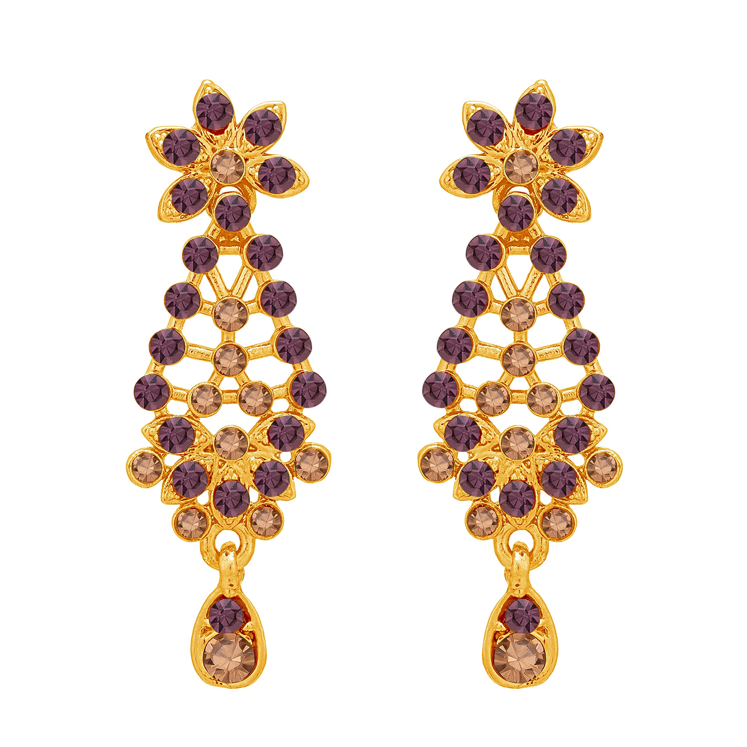 Floral Plated Colour Stone Collar Necklace Set