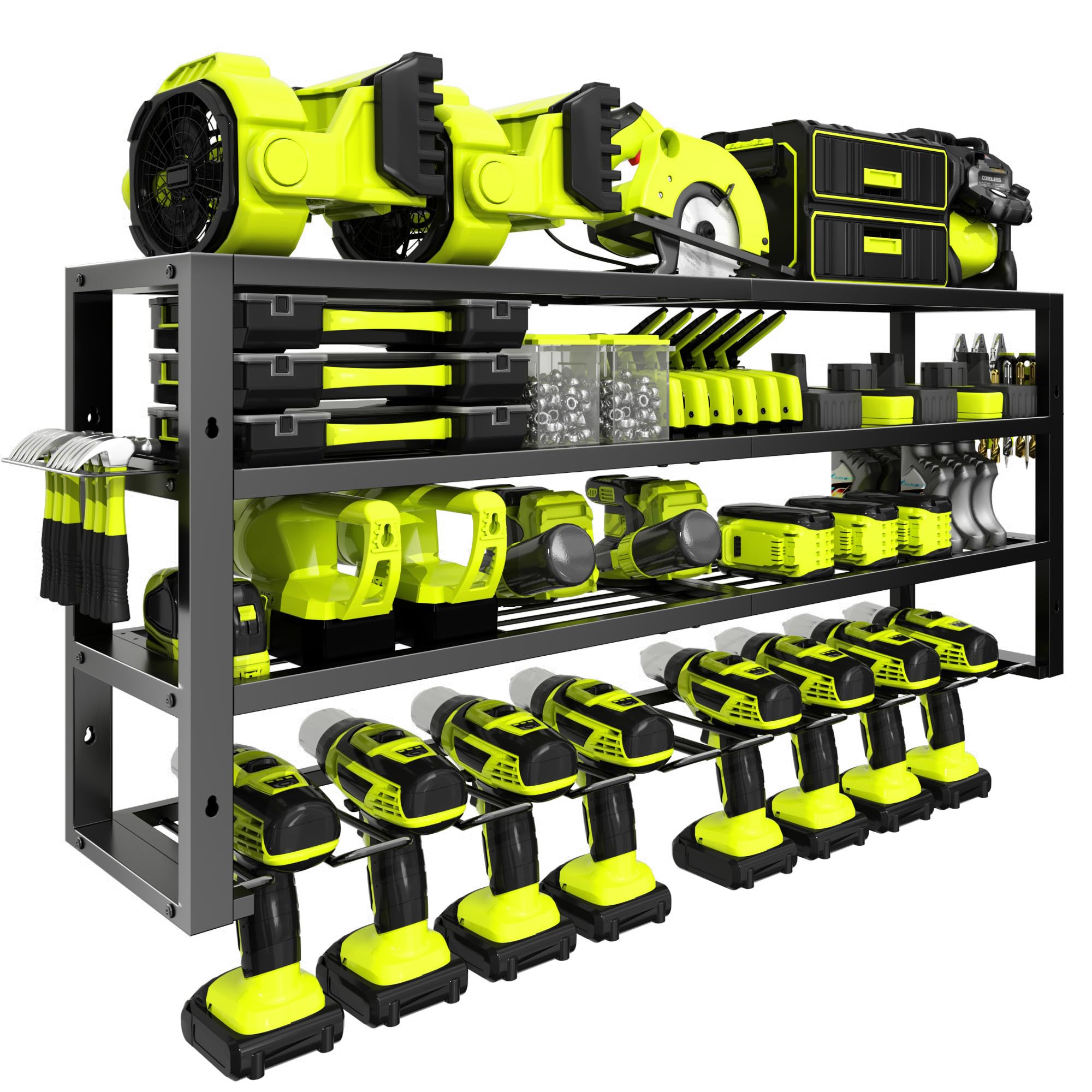 Photo 1 of ***MISSING MULTIPLE PARTS*** Large Power Tool Organizer Wall Mount,4 Layers 8 Drill Holder Heavy Duty Metal Cordless Tool Storage Loads 420lbs with Screwdriver Holder,Utility Racks for Garage, Workshop, Pegboard, Shed - 32 Inch