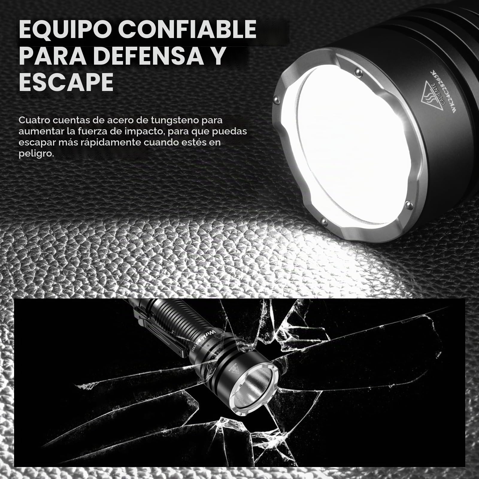 Wurkkos TS23 Linterna Led Táctica Recargable 5000 Lumens | 482m de Largo Alcance Potente Linterna de Militar, IP68 Impermeable, para Camping Aire Libre Senderismo Emergencia-Negro