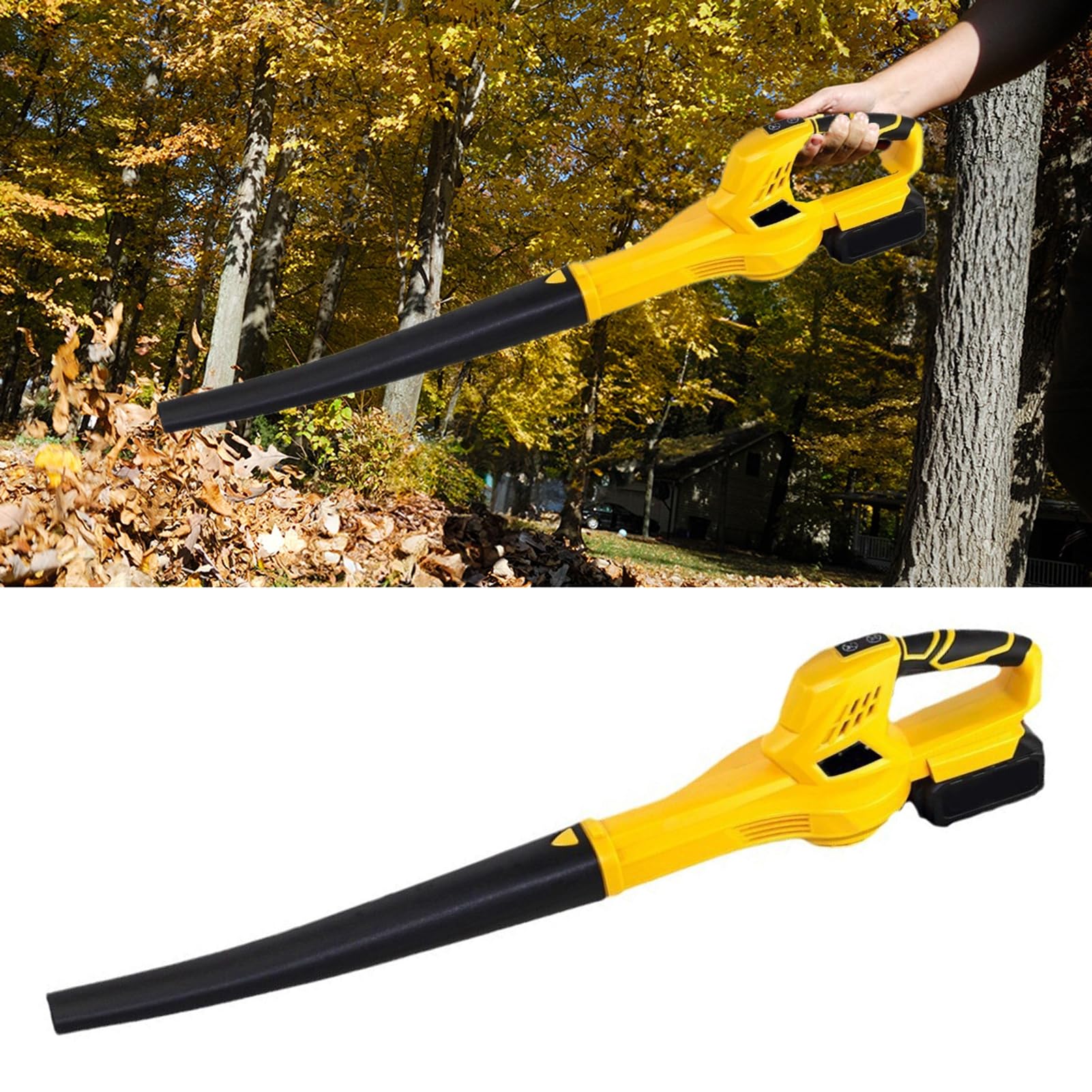 hatleues Soffiatore elettrico senza fili 3.0Ah Soffiatori per foglie a batteria leggeri Soffiatori ergonomici portatili per foglie piccole attrezzature per la pulizia del cortile Giallo