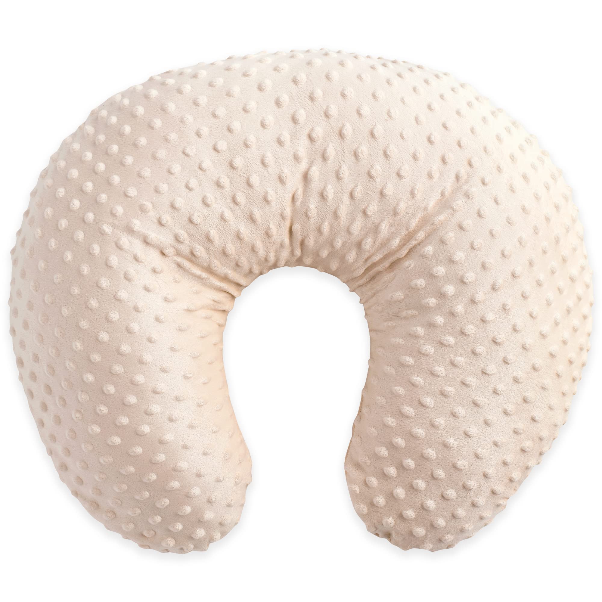 Duffi Baby - Cojin Lactancia Bebe Recien Nacido Topitos. Almohada para Mama Embarazada. Funda 100% Poliestes Súper Suave. Relleno Fibra Hueca. Diseño Topos Relieve. Color Beige. 4107-05
