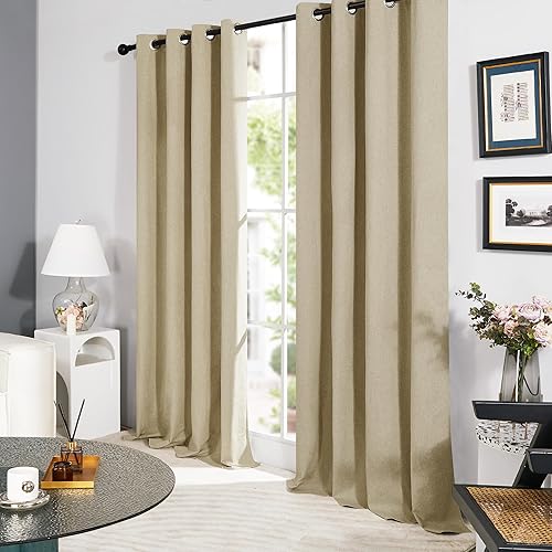Miniatura 5 de Deconovo - Cortinas opacas 100% de lino sintético con ojales, cortinas para dormitorio y 2 paneles