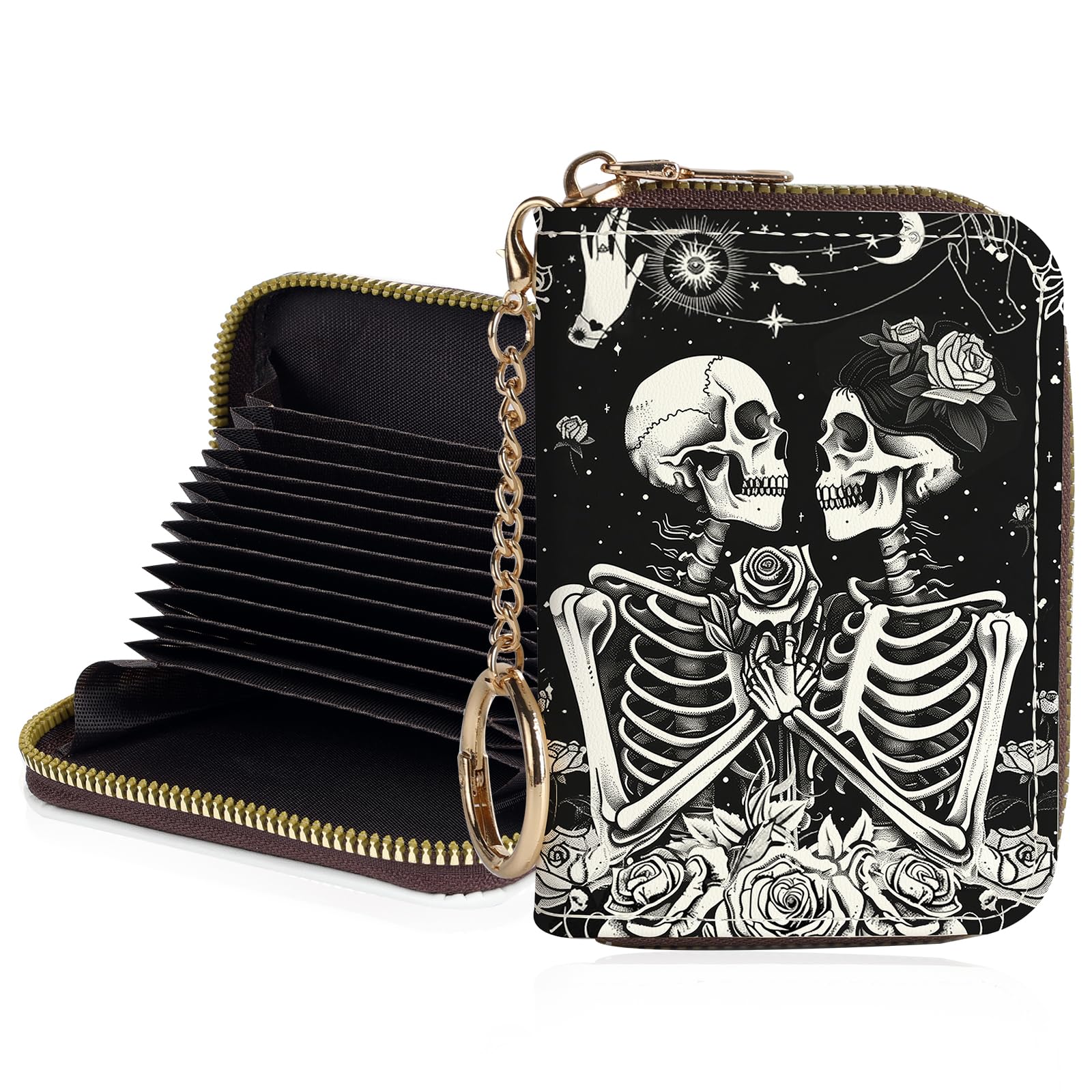 Luoycxy Credit Card Holder for Women,Small Rfid Wallet with Keychain Zipper,Cute PU Leather Card Case Wallet，Accordion Credit Card Wallets Gift,