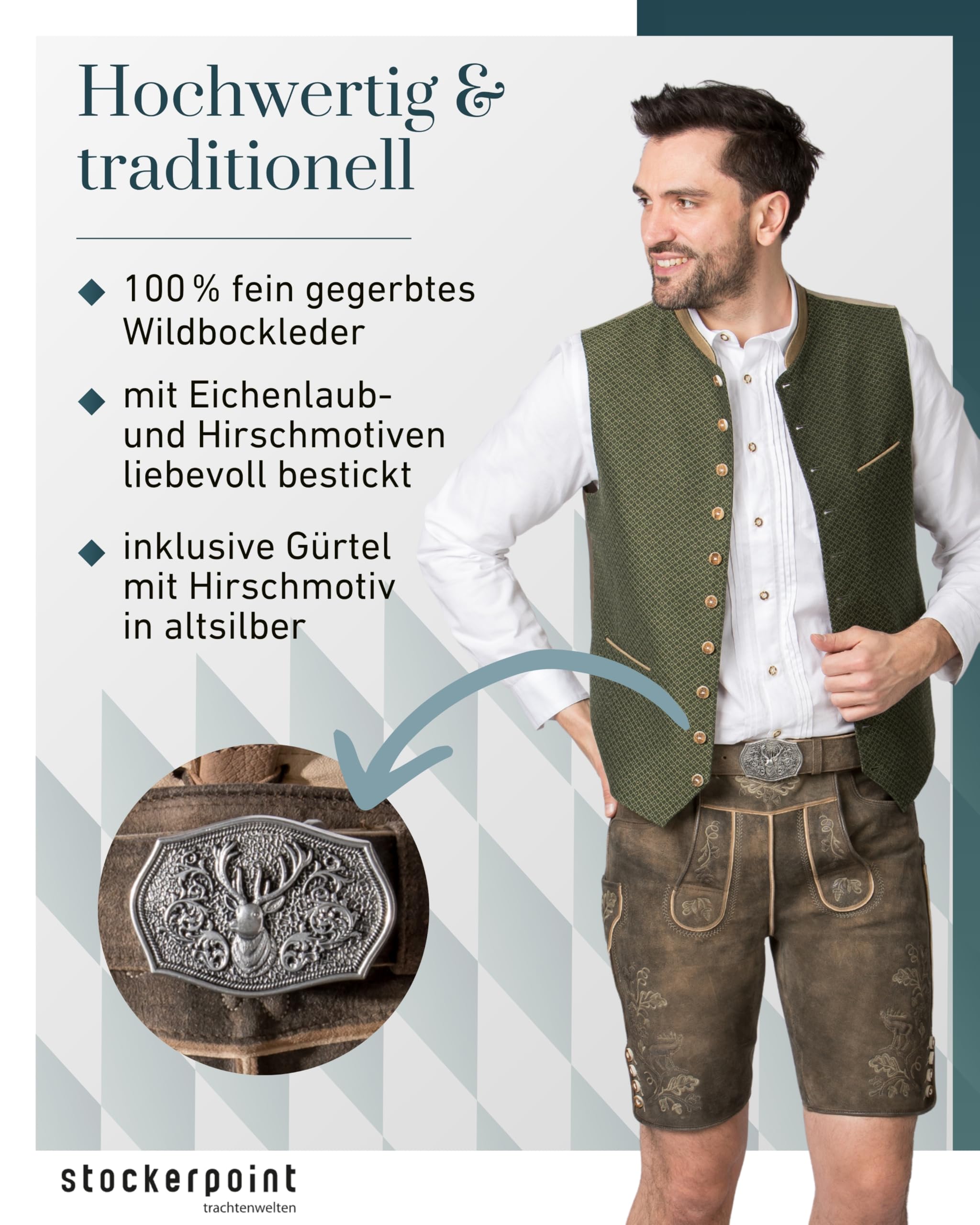 Stockerpoint Herren Trachtenlederhose Trachtenlederhose Bastian
