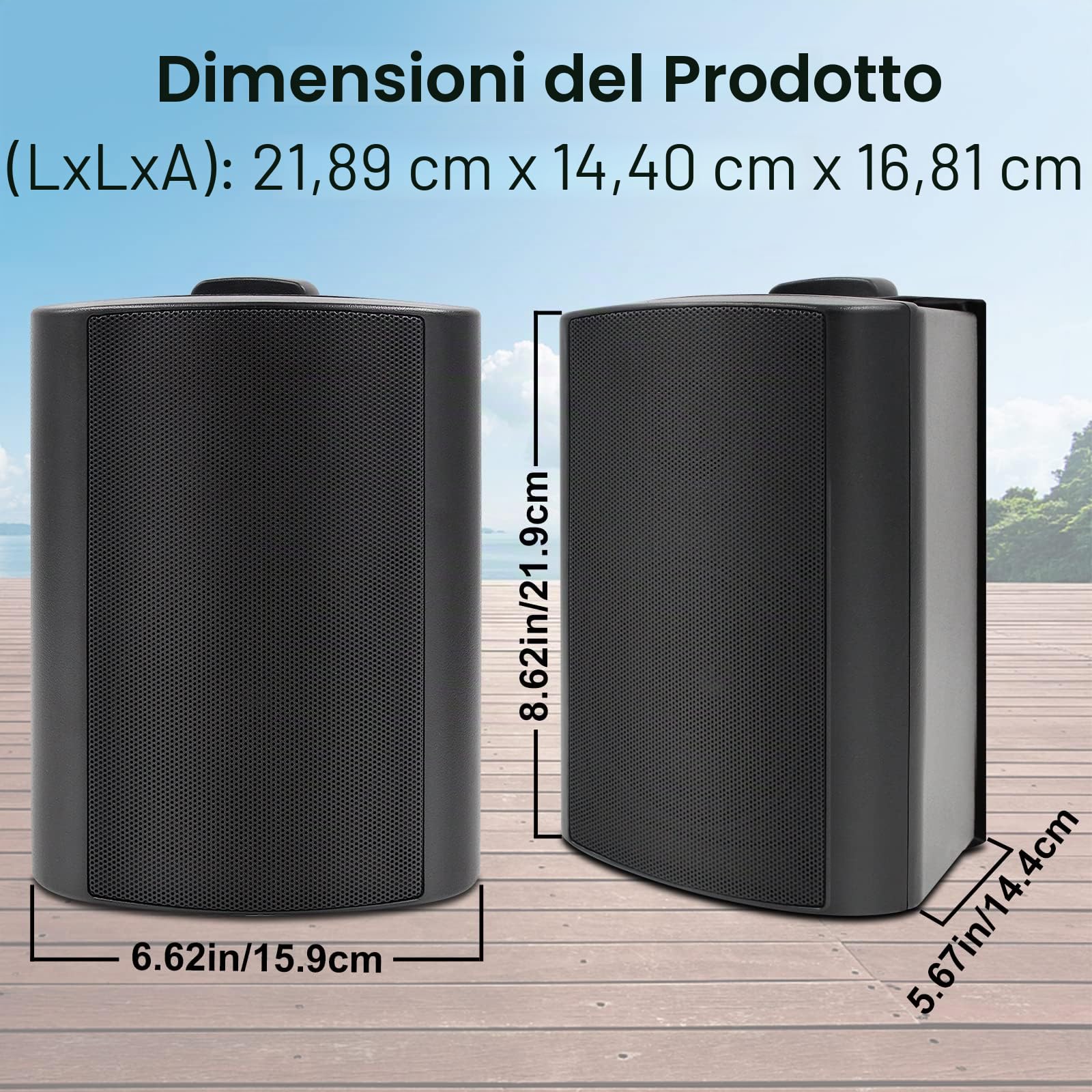 Herdio Altoparlanti da Esterno 4'' 400W Impermeabile 2 Paia Nero