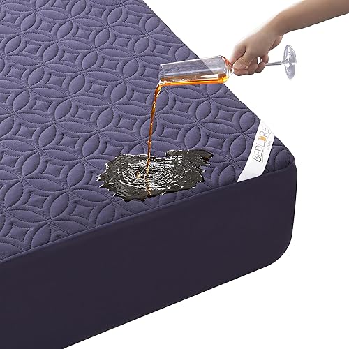 BEDLORE Protector de colchón impermeable, protector de colchón tamaño Queen con bolsillo profundo de 6 a 18 pulgadas de profundidad, funda de