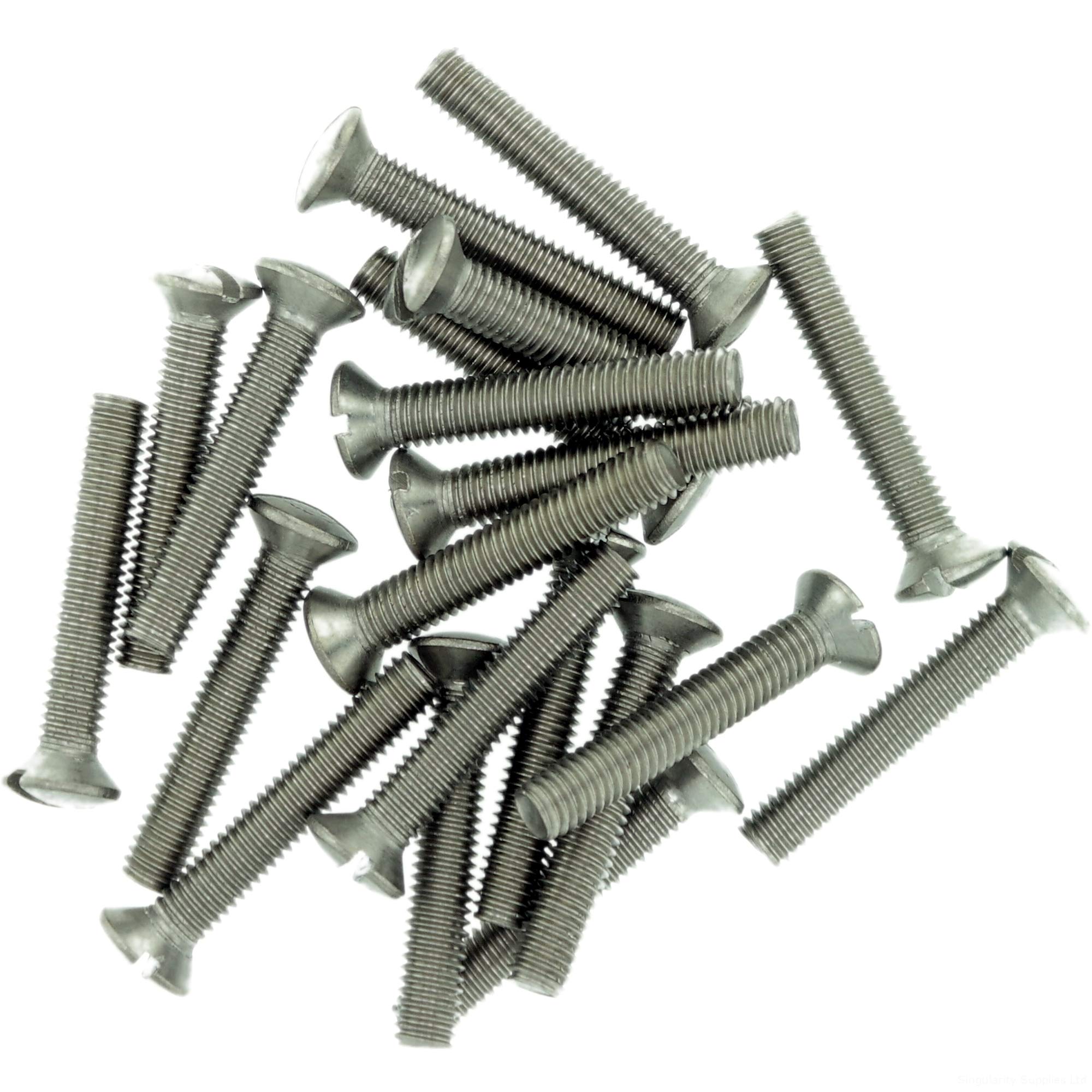 Singularity Supplies M6 (6Mm X 25Mm) Slot Raised Countersunk Machine Screw (Bolt) - Stainless Steel (A2) (Pack Of 20)