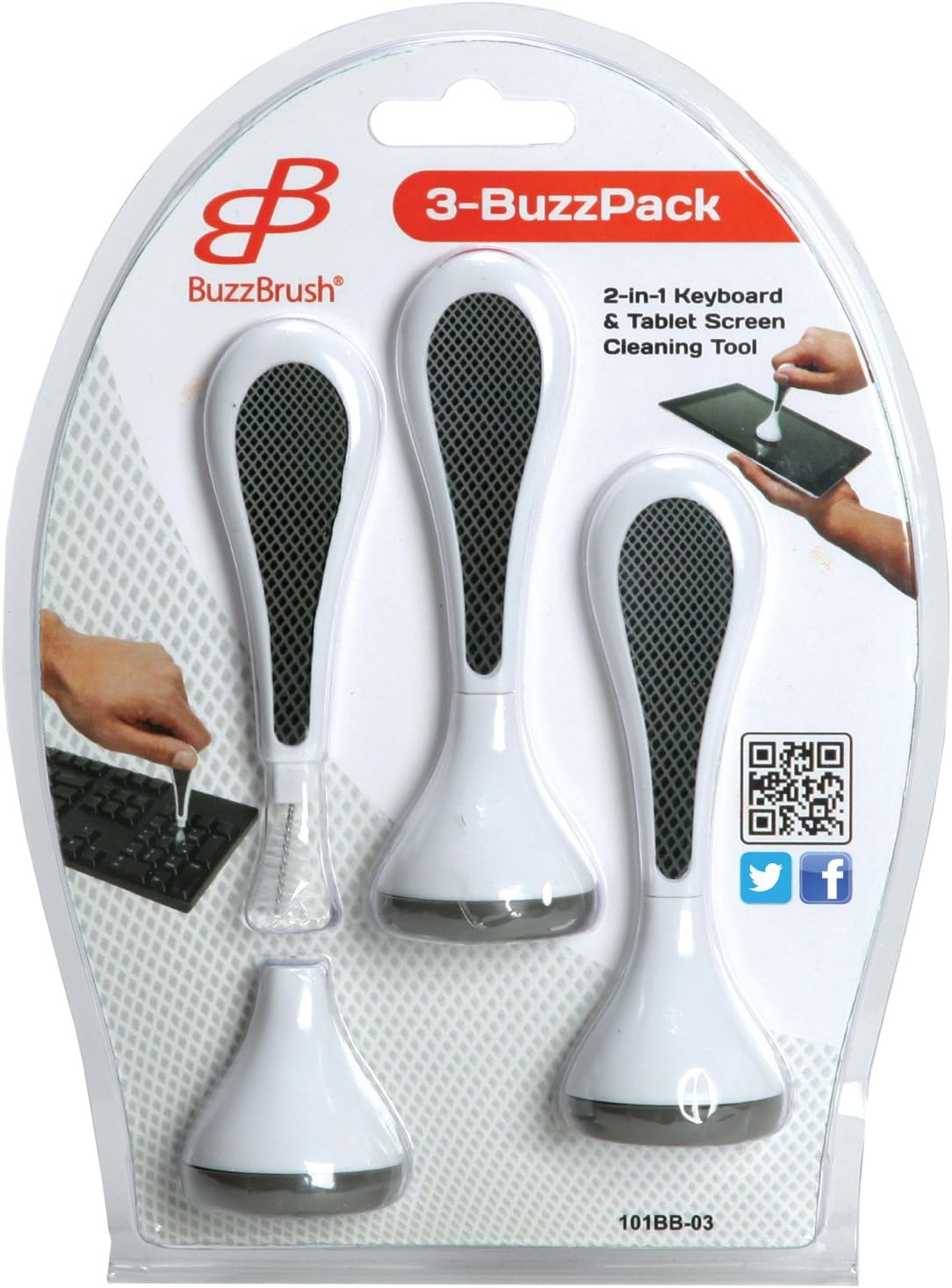 Buzz Brush 3Pack Cleaning Kit for Keyboards and LCD Screens White