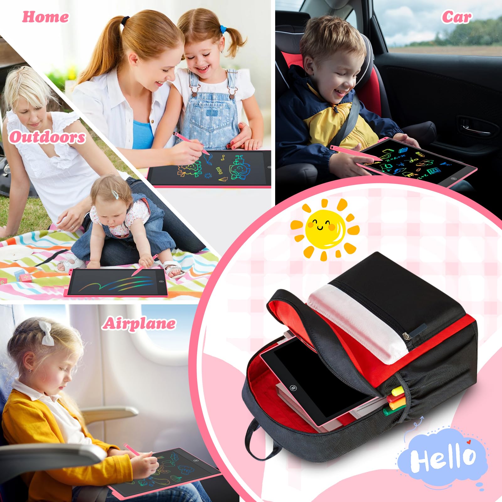 Lavagnetta Cancellabile Bambini 12 Pollici,cimetech Lavagna Magica con Penna,Corda Elastica,Natale Regalo Bimba 3 4 5 6 7 8 anni Giocattolo Bambino Bambina