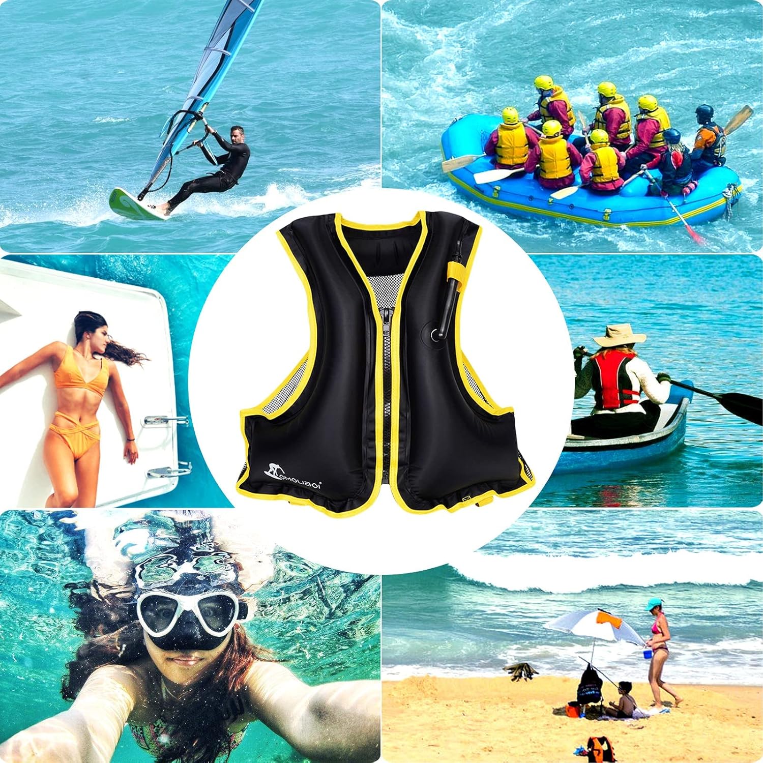 APPMOO Snorkel Vest Inflatable Floatage Jackets Snorkeling Vest for Adults, Kayaking Buoyancy Vest, Portable Buoyancy Vest, Diving Surfing Swimming Outdoor Water Sports Diving Swimming (for 80-220lbs) : Sports & Outdoors