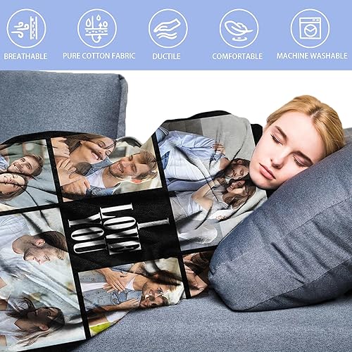 Miniatura 5 de Youltar Manta personalizada con fotostexto, manta personalizada con fotos para familiares y amigos, Navidad, Halloween, cumpleaños, boda, regalos