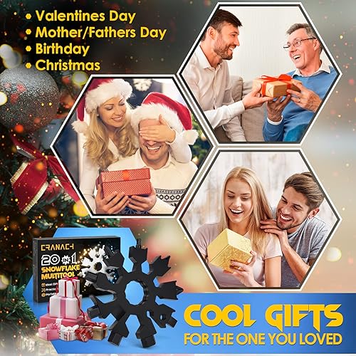 Miniatura 3 de Multiherramienta de copo de nieve para hombres y mujeres, herramientas 20 en 1, regalos de Navidad para hombres y papá, tamaño de bolsillo, mini