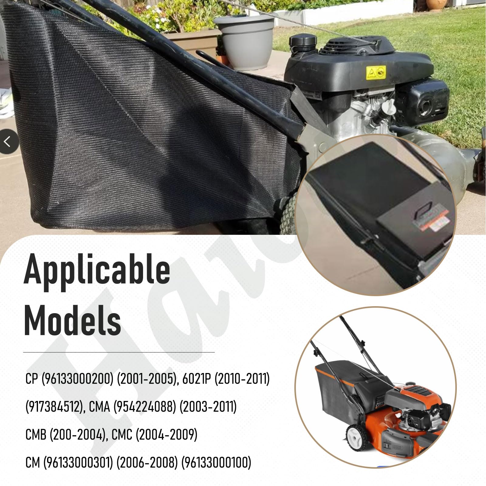 532410666 - Bolsa de césped compatible con Husqvarna Poulan AYP Sears Dixon Redmax, reemplaza 532194715, 582269001, 583400801, 5324106-66