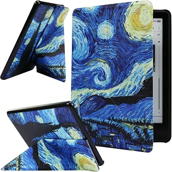ZhaoCo Case for 6.8" Kindle Paperwhite 11th Generation-2021 and Kindle Paperwhite Signature Edition E-Reader PU Leather Cover, Vertical and Horizontal Viewing - Painting