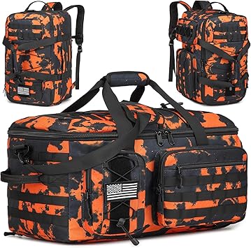 50L Gym Bags for Men, 3 in 1 Travel Duffle Bag with Shoe Compartment, Tactical Military Backpack for Overnight Weekender Gym Traveling Workout Deployment
