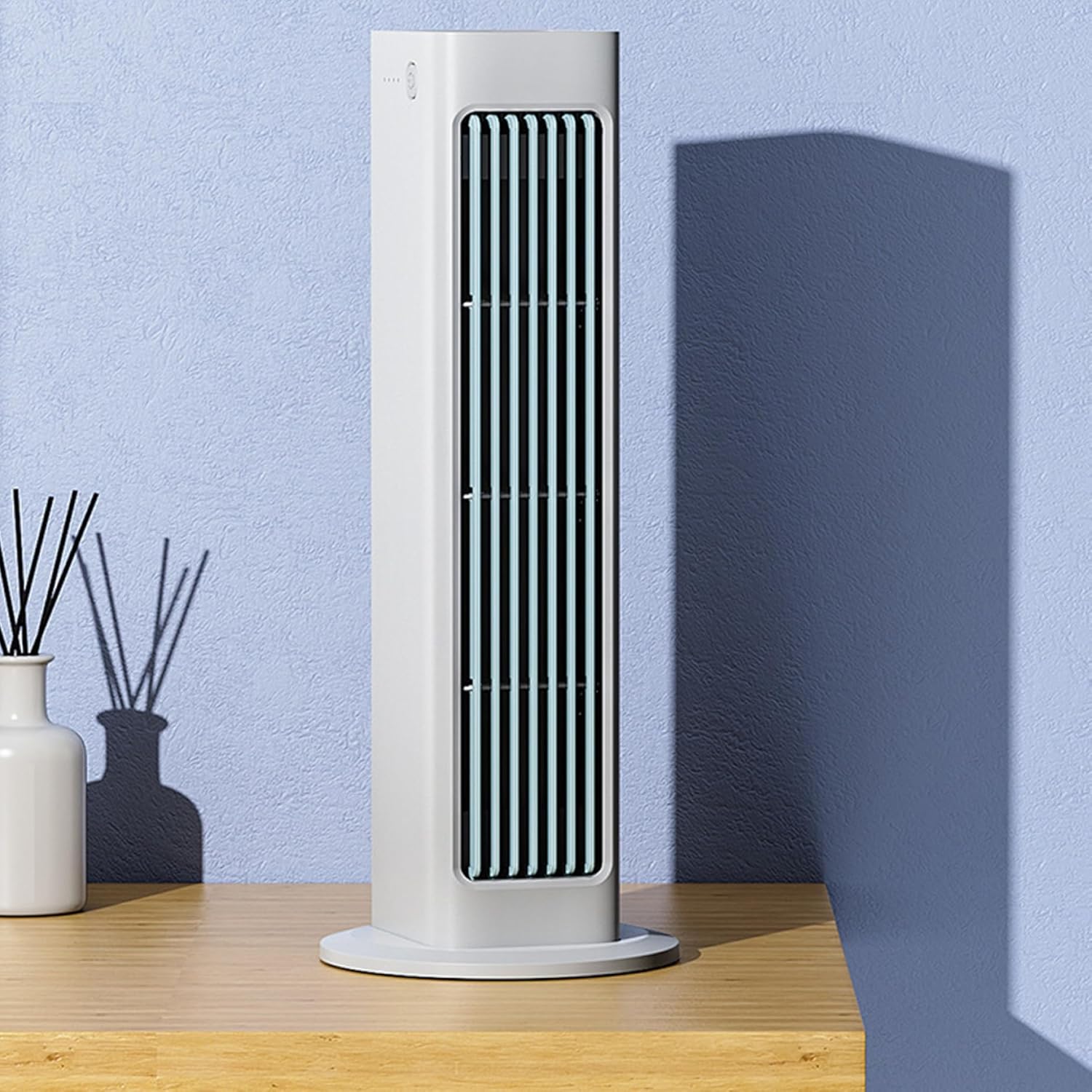 Desk Fan with 3 Speeds, Remote Control Bladeless Tower Fan, Quiet Operation, Compact & Portable Table Fanner for Kitchen Bedroom Home Office Desktop..