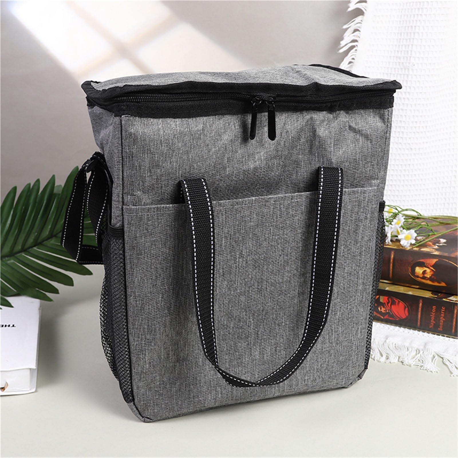 Bolsa Enfriadora de Vino para 6 Botellas, Bolsa Isotérmica Aislada y a Prueba de Fugas con Asa y Correa de Hombro, para Picnic Camping Viaje(Gray)