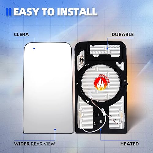 Miniatura 5 de Reemplazo de cristal de espejo superior para camiones Kenworth T600 T660 T800, Peterbilt 387, con descongelación calentada