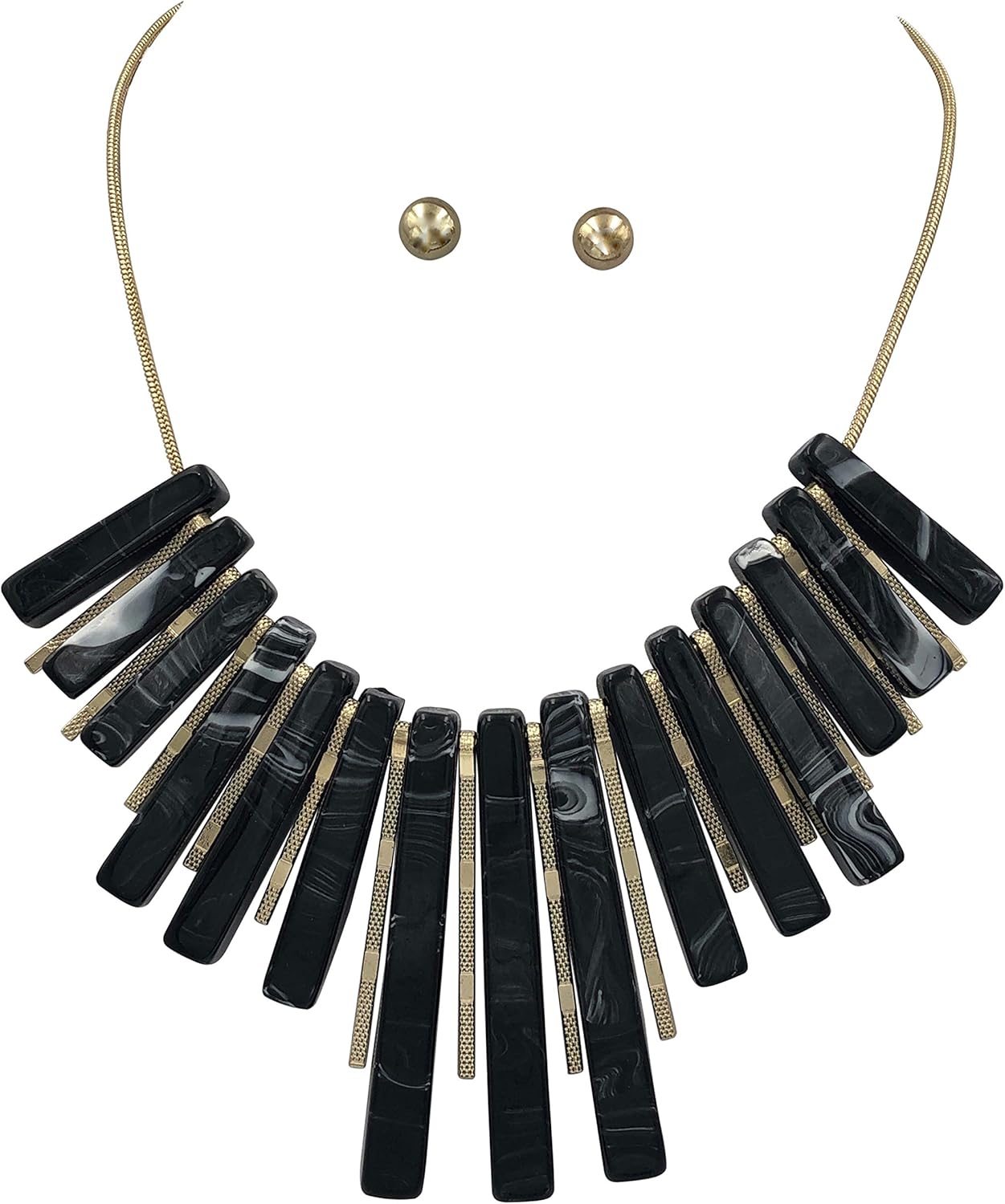 Gypsy Jewels Flair Fan Chunky Big Statement Unique Funky Large Necklace & Stud Earrings Set