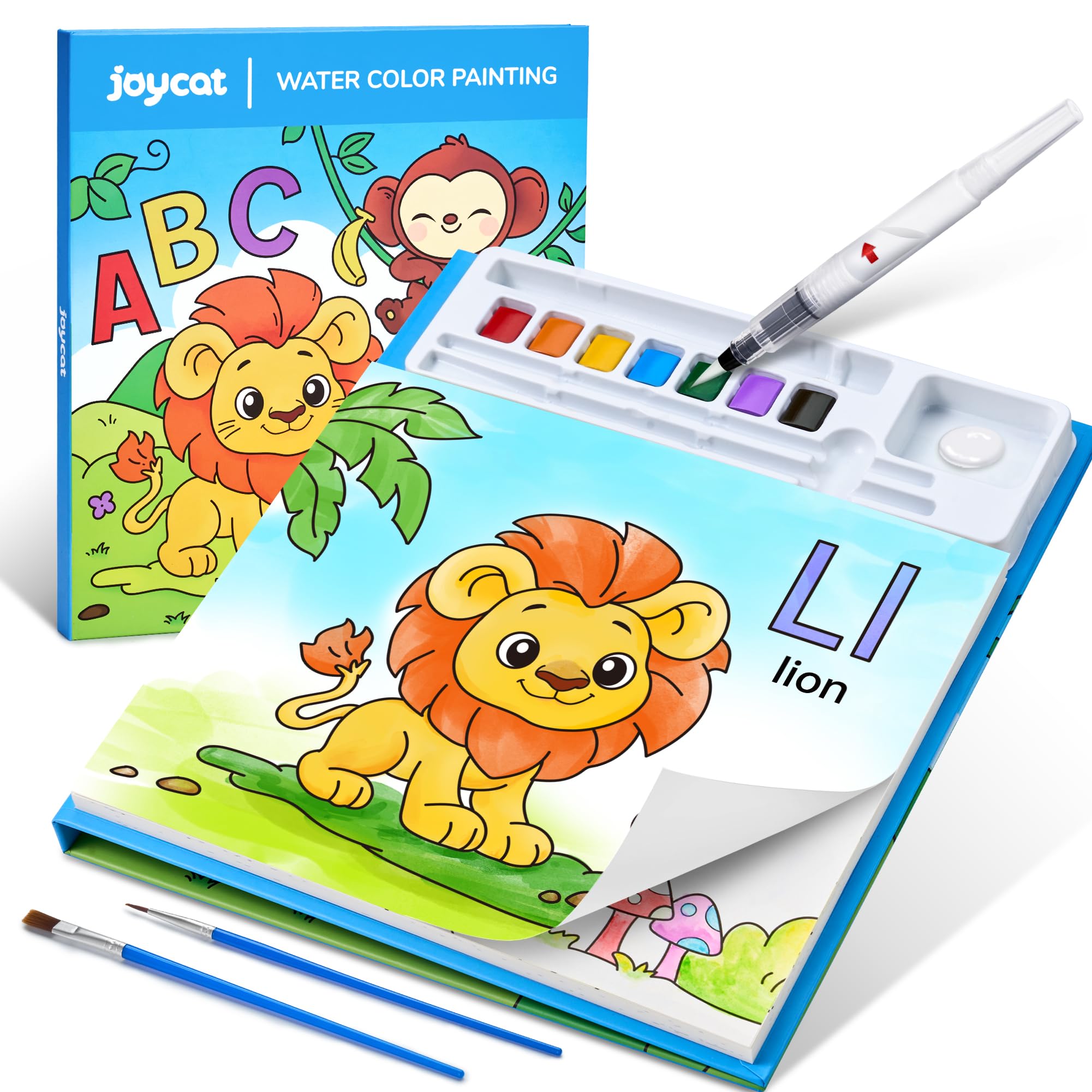 JoyCat album da colorare per bambini, set di pittura ad acquerello per bambini dai 3-5 ai 4-8 anni,attività di disegno artistico e artigianale, regalo di compleanno per ragazzi e ragazze(Blue)