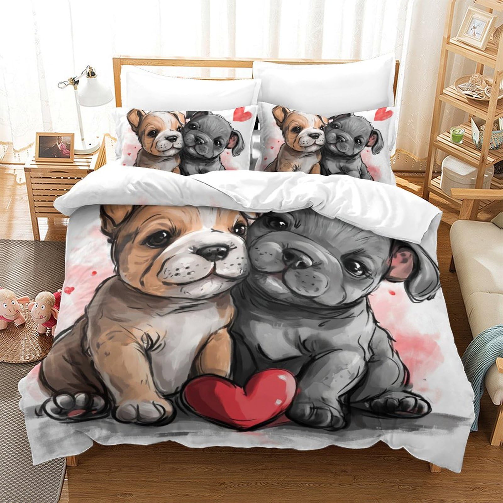 Housse de couette bouledogue français 200x200 parure imprimée 3D