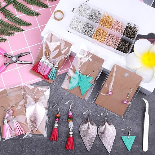 Miniatura 2 de Audab - Ganchos para aretes, kit de fabricación de 1400 piezas con 200 anillos de oreja, 1000 anillos de salto, respaldos y alicates de joyería para