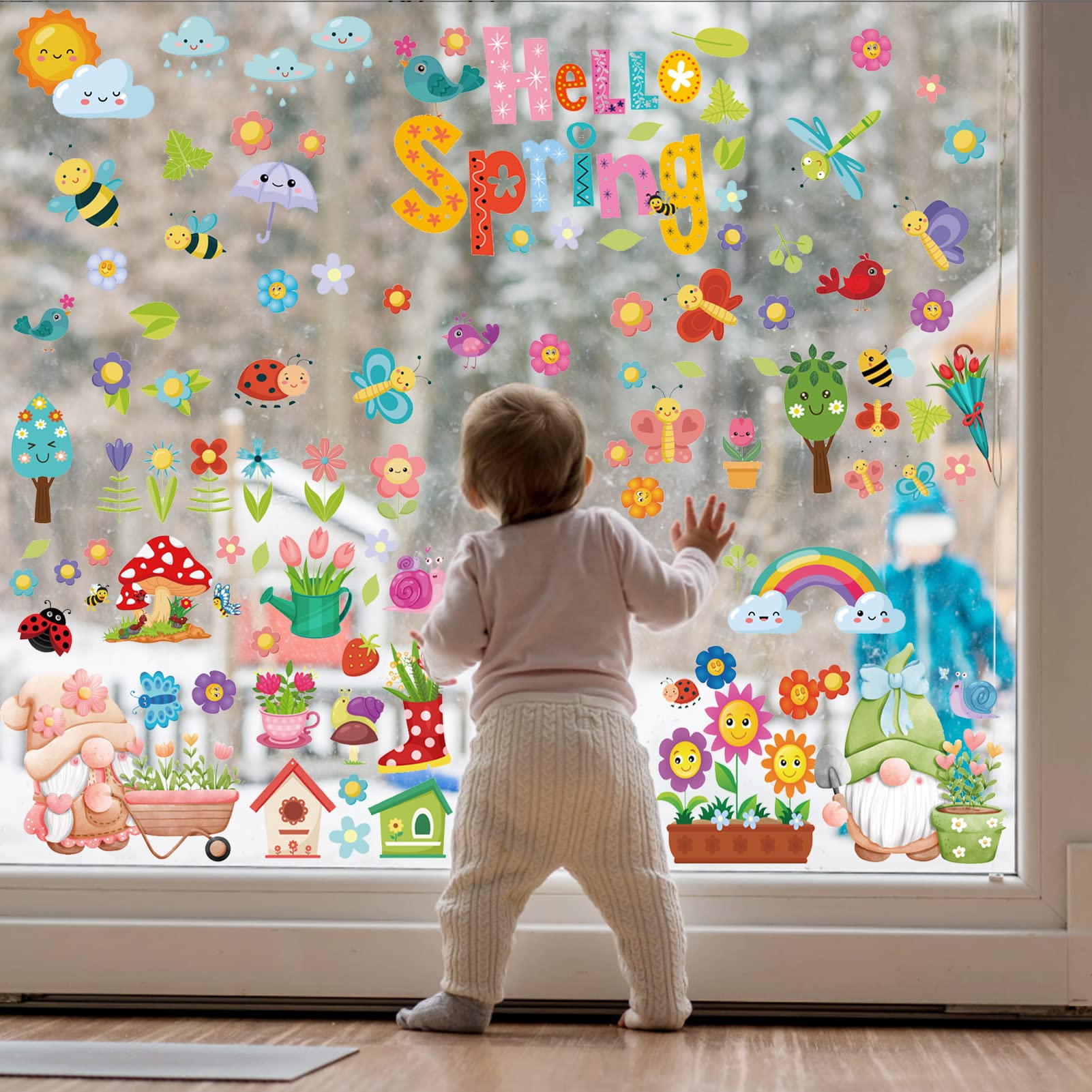 Adesivi Vetrofanie Primavera Farfalle E Fiori - 9 Pezzi Decorativi Per Finestre - Foto 5