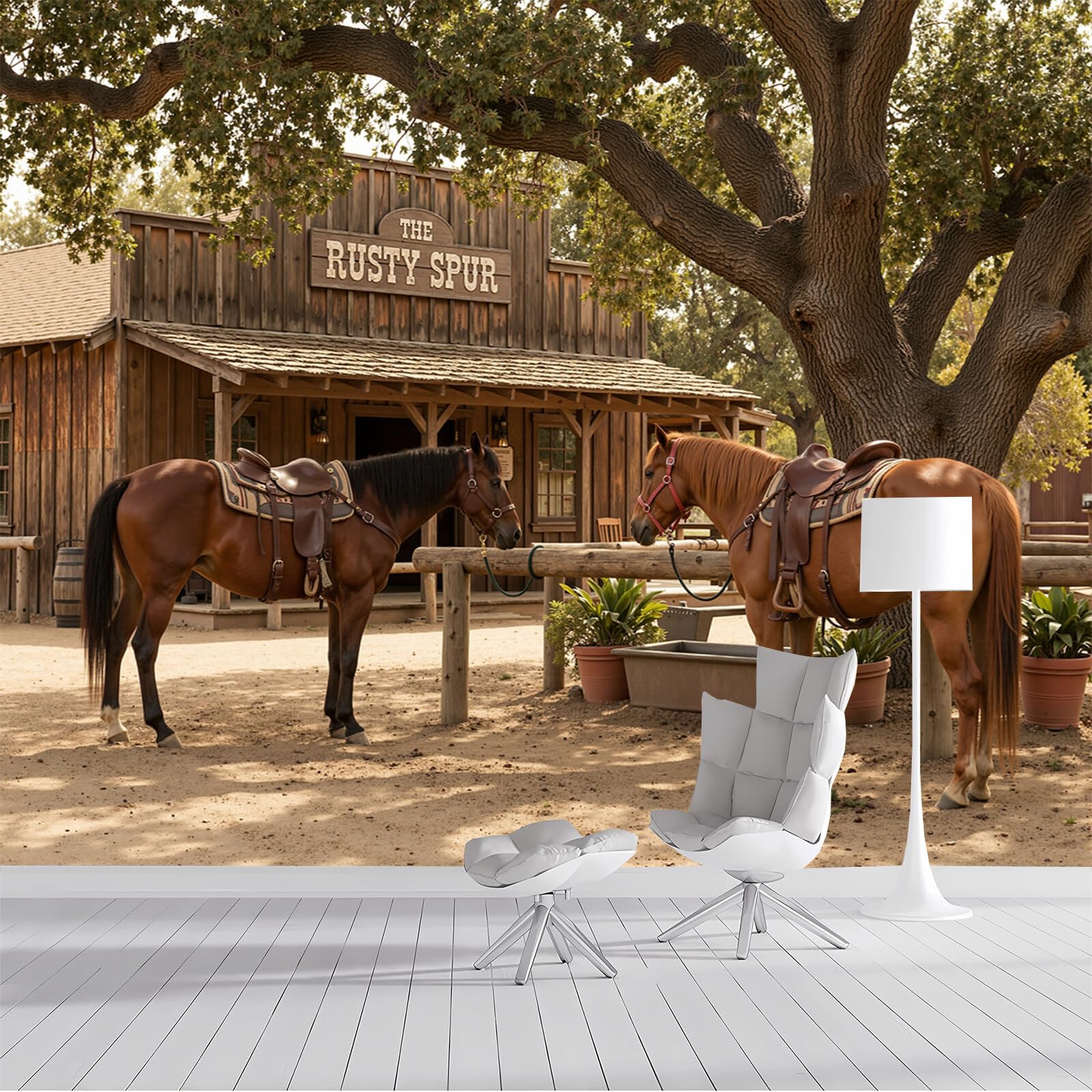 Papel pintado pared caballo marrón de seda para transformar paredes aburridas con efecto 3D