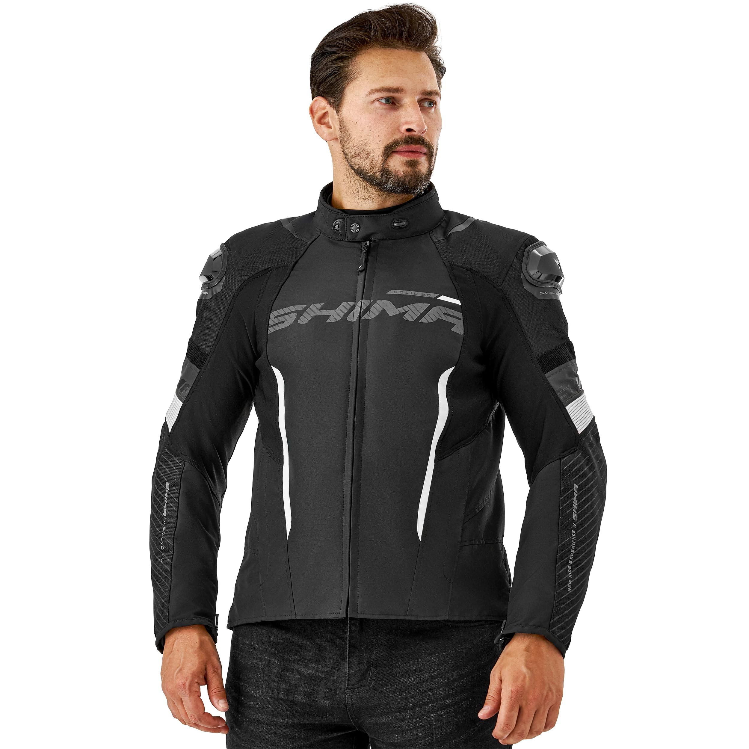 SHIMA SOLID Veste Moto Homme Homologué AIRFORCE Dorsale Blouson Armure Protecion Vestes Imperméable Textile Vetement Hiver Ete Touring Motos Aventure équipements (Hommes, Blanc, Regular, 4XL) | Ventilation optimisée