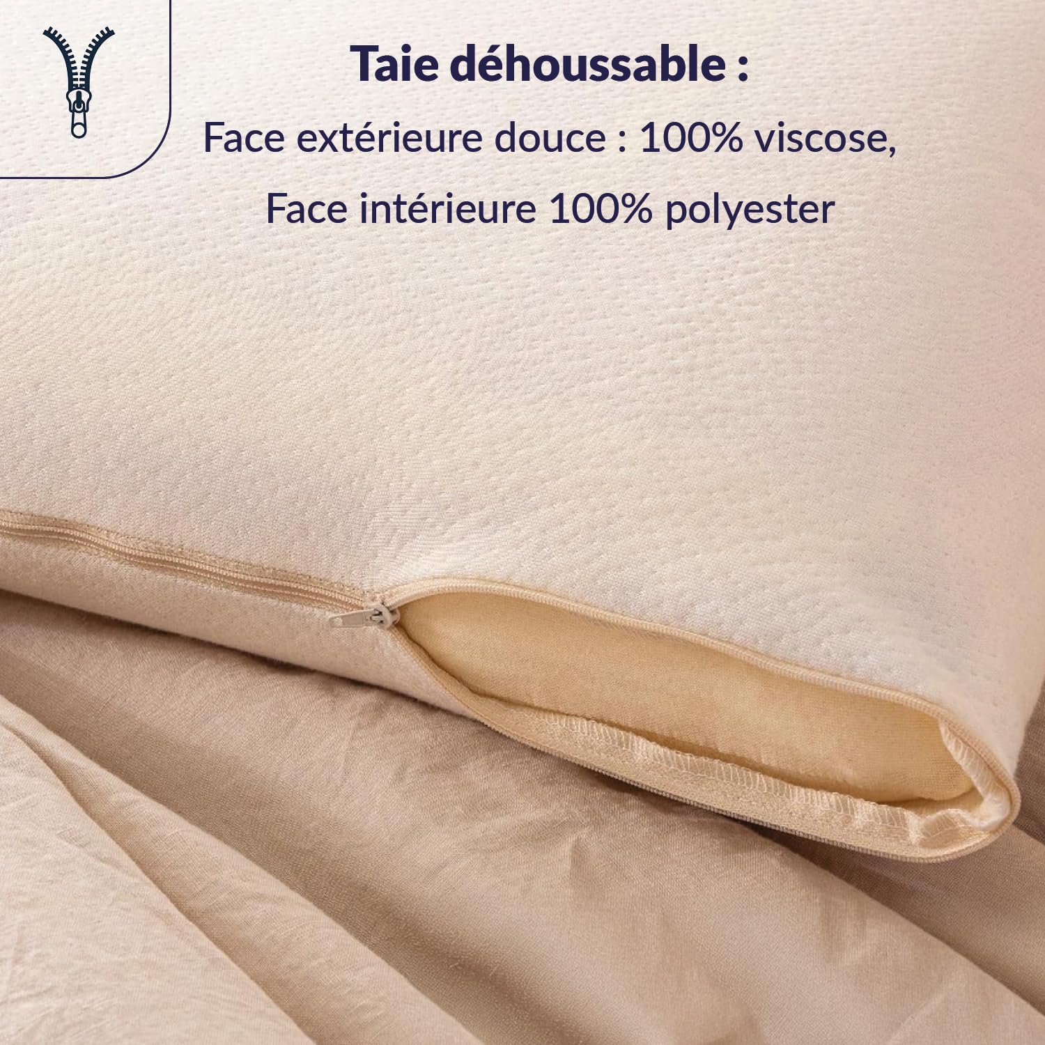 DODO | Oreiller Végétal à Mémoire de Forme 60x60 | Maintien des Cervicales | Taie déhoussable et Lavable à 40°c