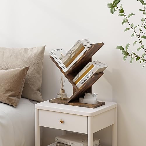 Miniatura 2 de Tajsoon Tree Bookshelf 3 Tier Book Storage Organizer Shelves, Desktop Bookshelf Floor Standing Bookcase Display for CDsMagazineBooks, Small