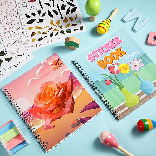 Miniatura 4 de 4 piezas de calcomanías para niños de 4 a 8 años, granja, selva, bosque, océano, animales, flores, frutas, libros de pintura con calcomanías por