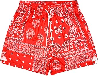 BOOMLEMON Mens Paisley Shorts Mesh Graphic Print Retro Casual Shorts Athletic Gym Basketball Running Short Pants