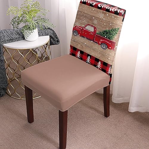 Miniatura 2 de Savannan Funda para silla de comedor, diseño de ramas de pino verde navideño, hojas, bayas, bastones de caramelo, estrella de arpillera, fundas