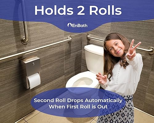 Miniatura 3 de Dispensador de papel higiénico comercial, soporte de papel higiénico de acero inoxidable de 2 rollos. Montaje en pared, dispensadores de pañuelos de