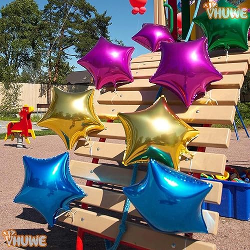 Miniatura 4 de Globos de estrella azul de 18 pulgadas, 10 unidades de globos metálicos de aluminio de helio de Mylar en forma de estrella azul para decoraciones de